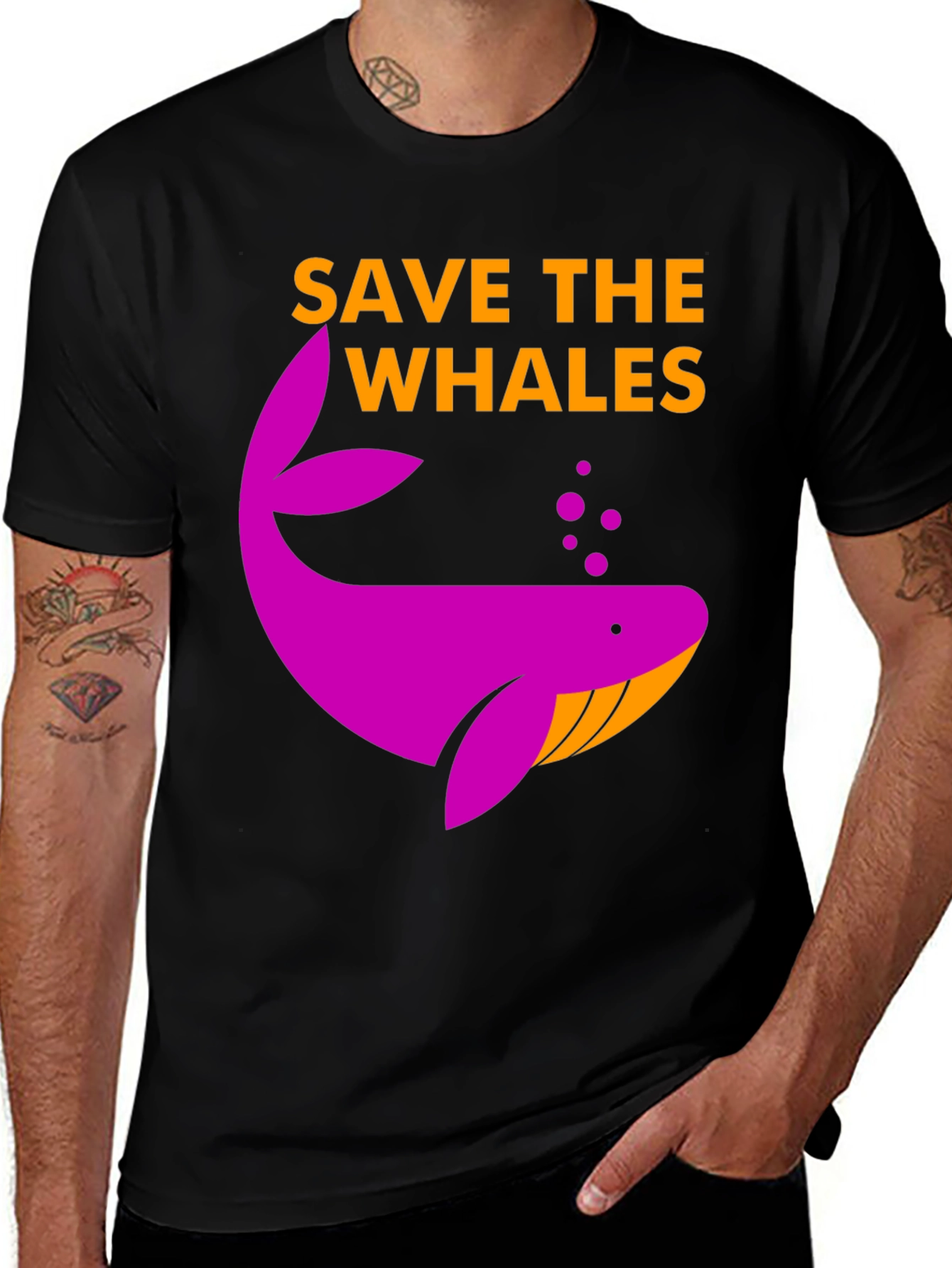Save the Whales T-Shirt - Black Graphic Tee