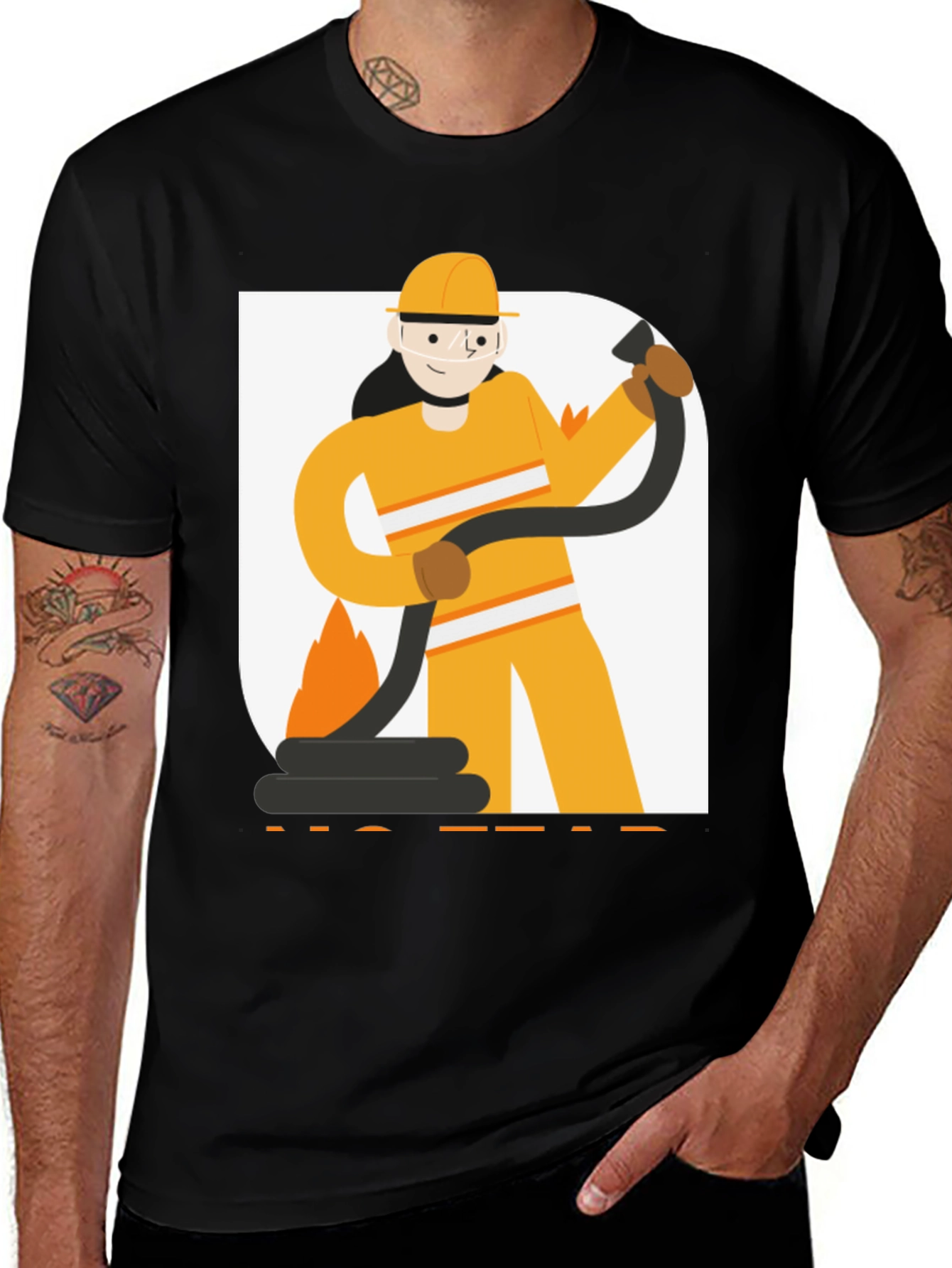 Variant 13 of Firefighter Graphic Tee - Black Cotton T-Shirt