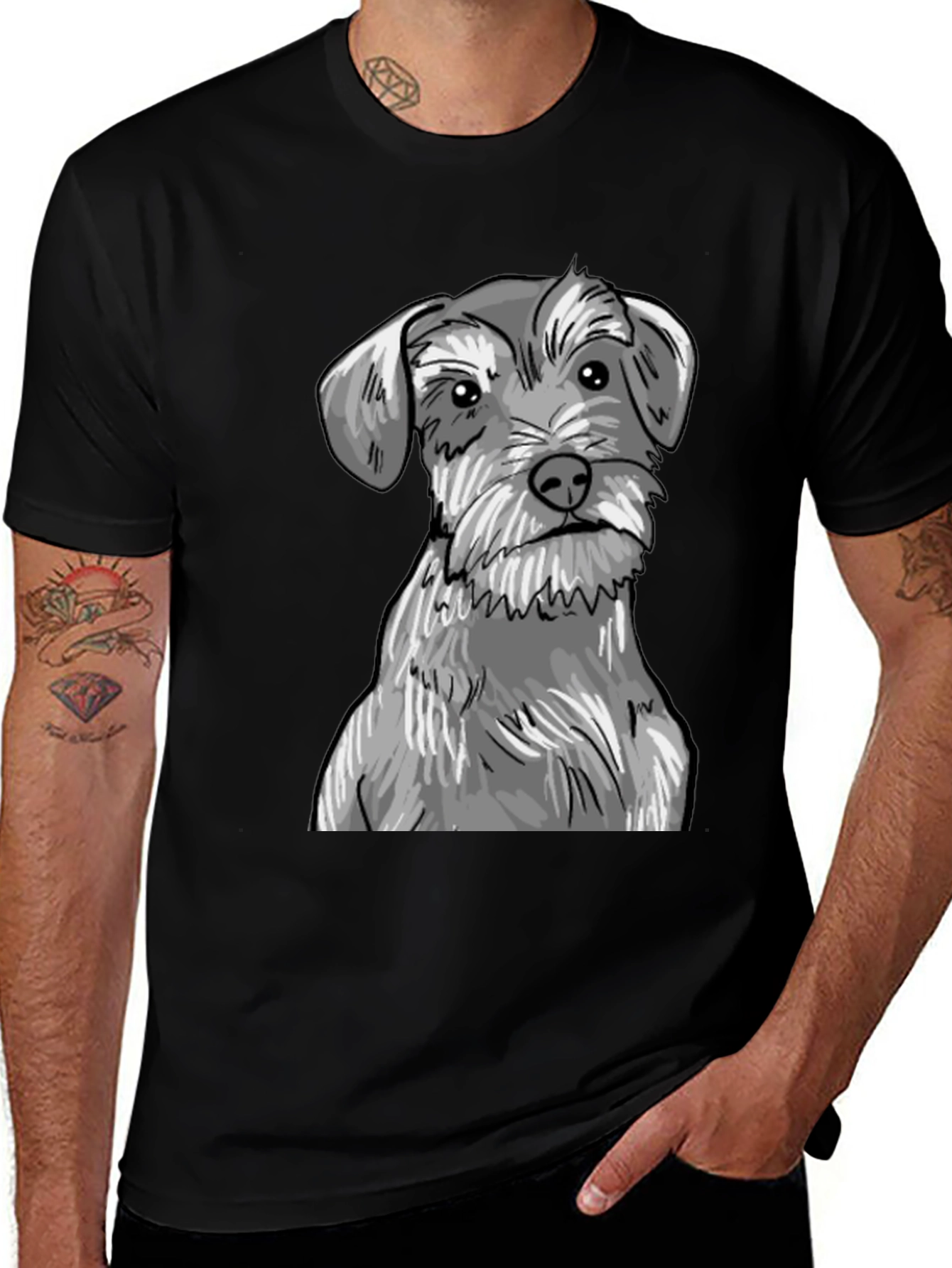 Variant 13 of Cute Dog Graphic T-Shirt - Black Cotton Tee