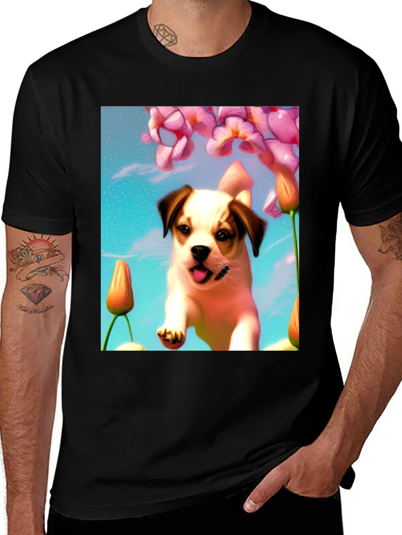 Variant 19 of Dog & Flower Graphic T-Shirt