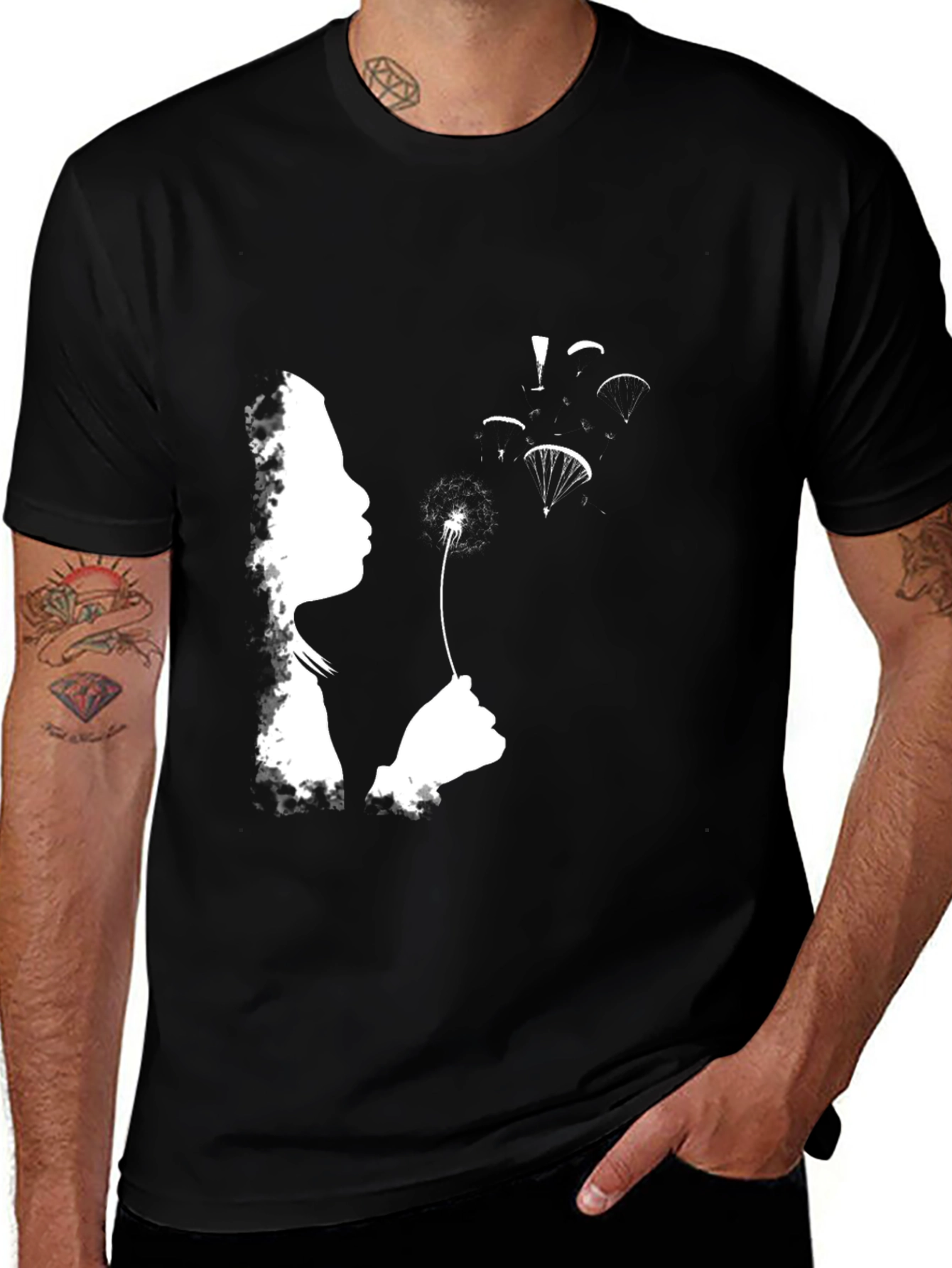 Dandelion Dreams Graphic Tee - Black Cotton T-Shirt