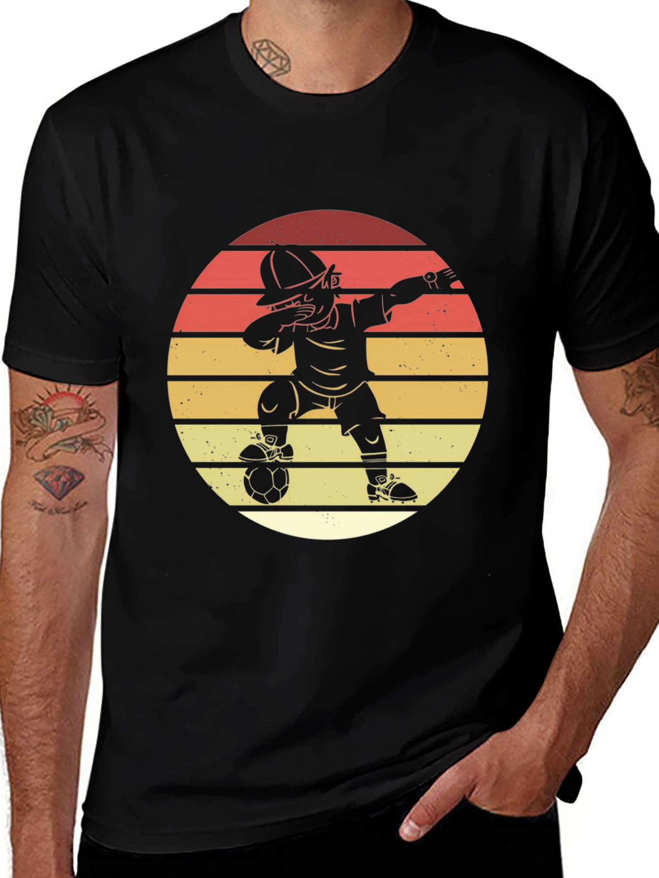 Variant 3 of Soccer Dab T-Shirt - Retro Sunset Style