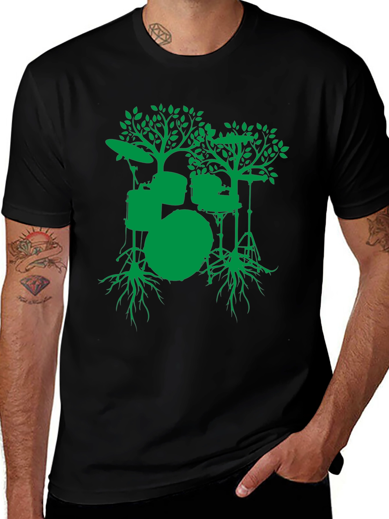Drum Set Tree Graphic Tee - Musician T-Shirt