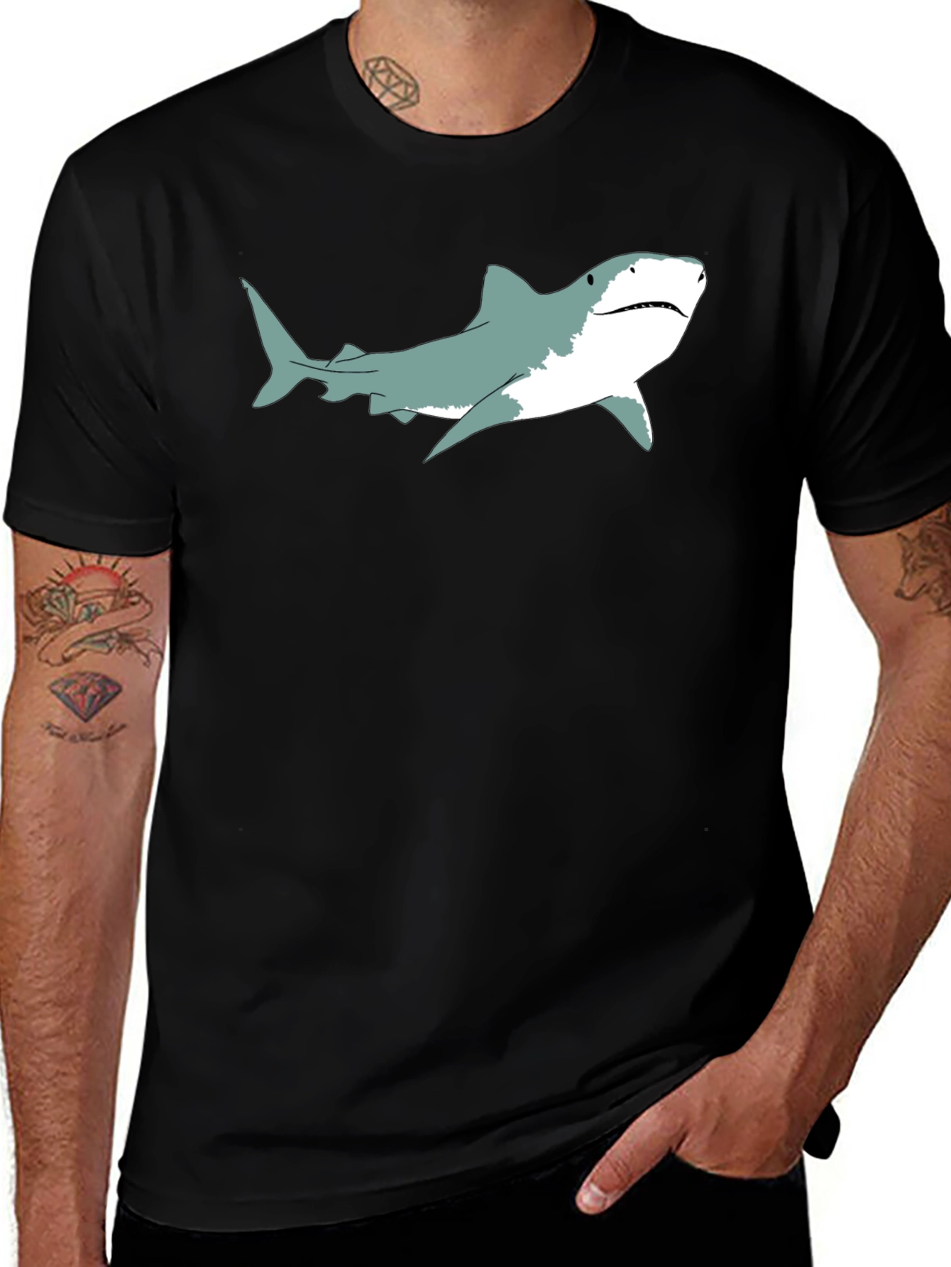 Variant 17 of Shark Graphic Print Black T-Shirt