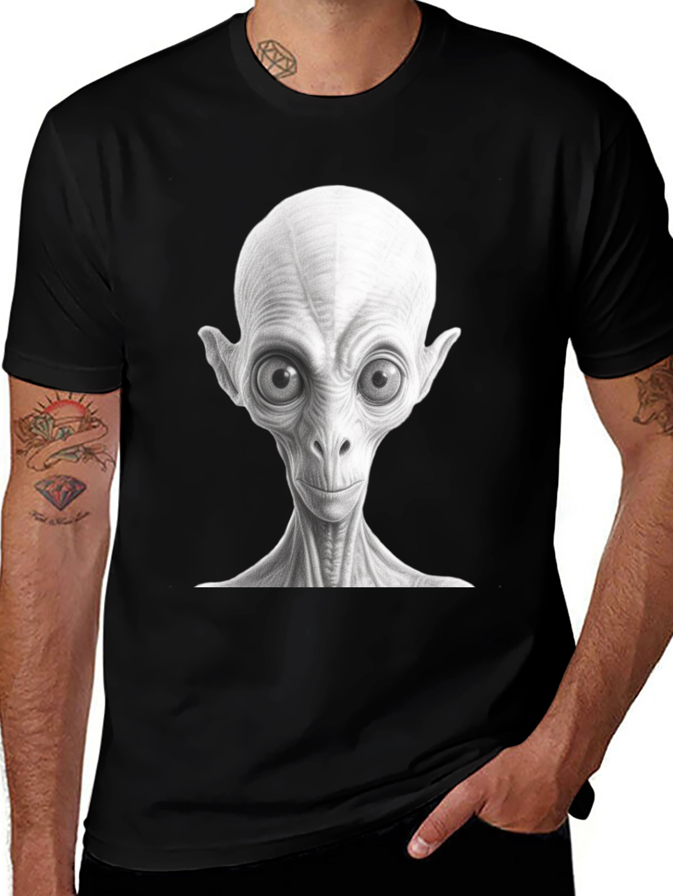 Variant 18 of Alien Portrait Graphic T-Shirt - Black