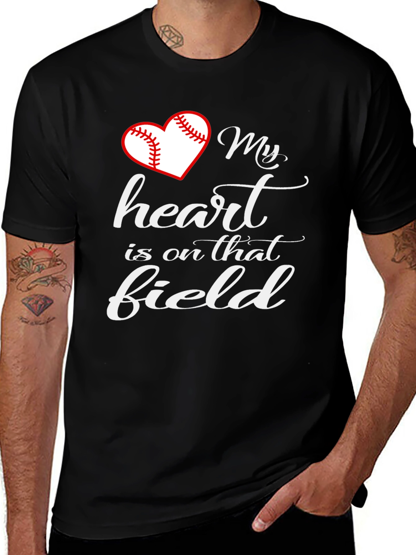 Variant 9 of My Heart Is On That Field Baseball T-Shirt