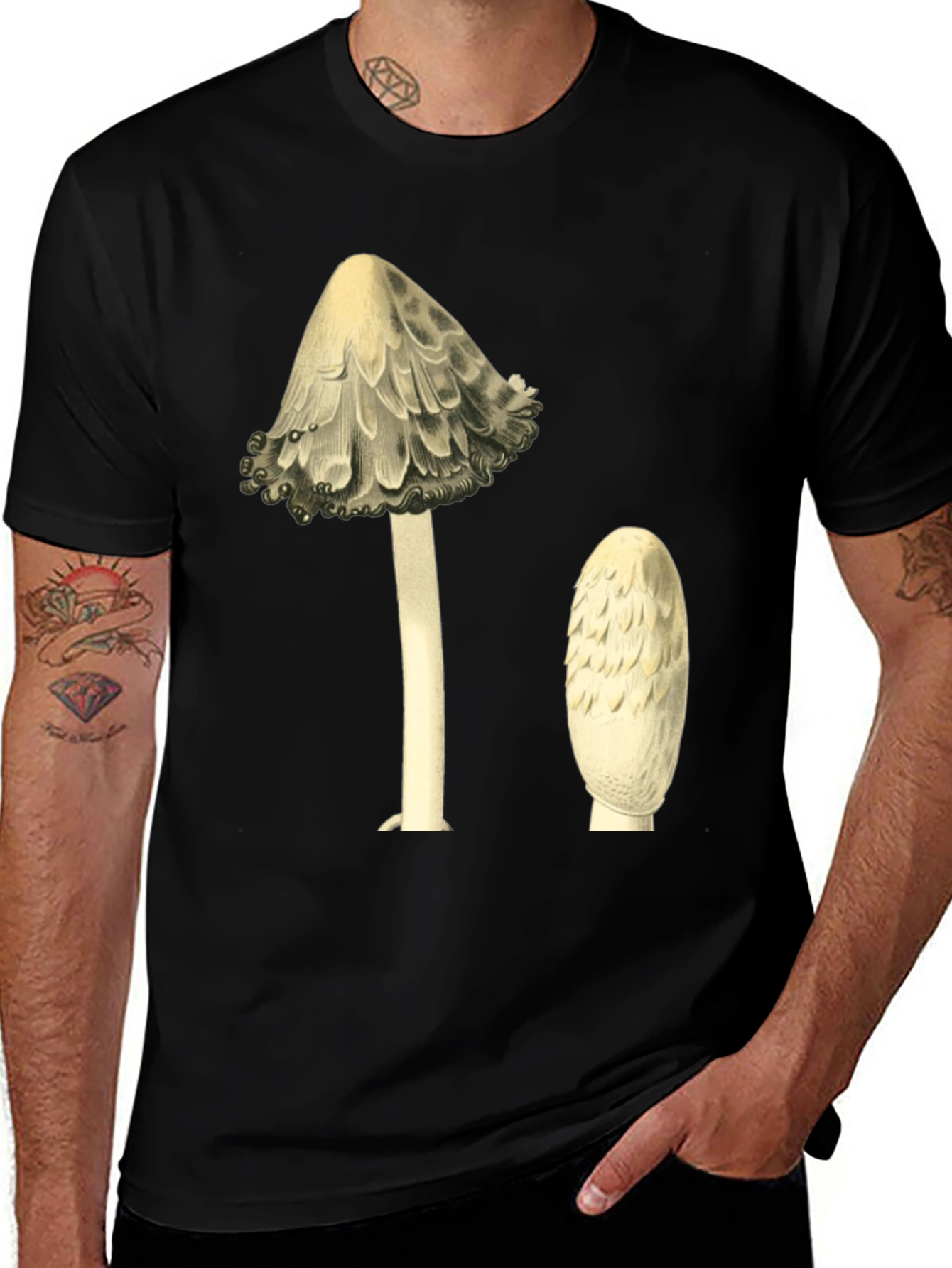 Variant 8 of Mushroom Graphic Black T-Shirt