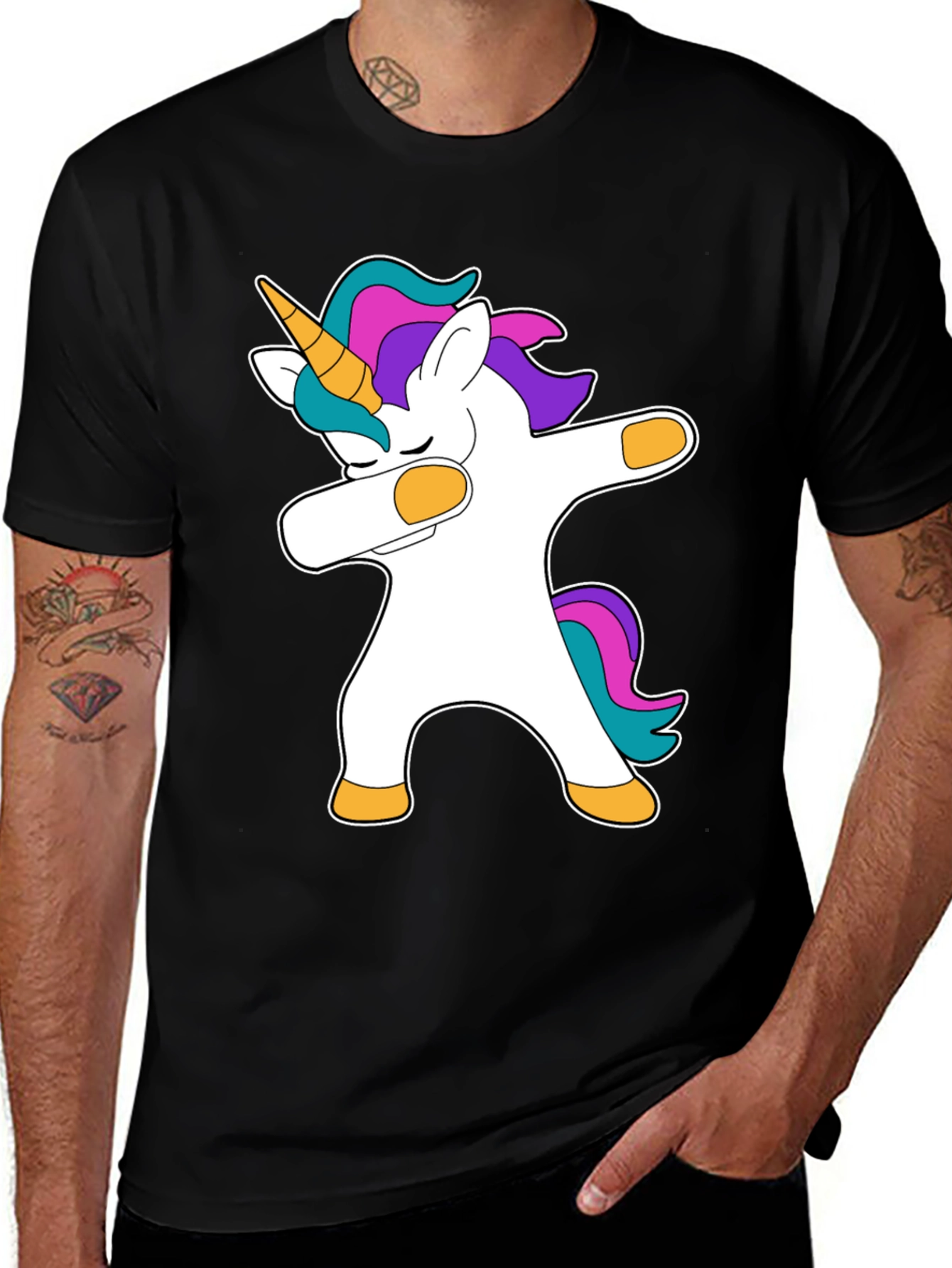 Variant 13 of Dabbing Unicorn Black T-Shirt