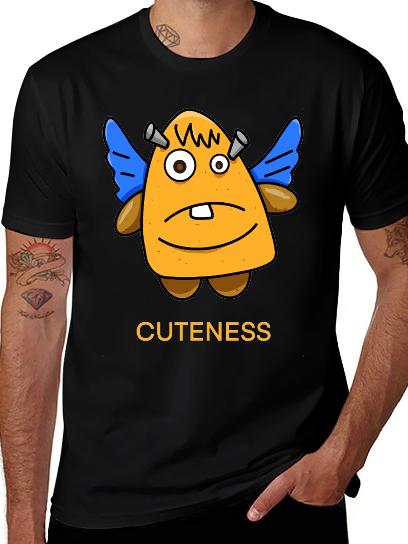 Variant 23 of Cute Monster Graphic Print Black T-Shirt