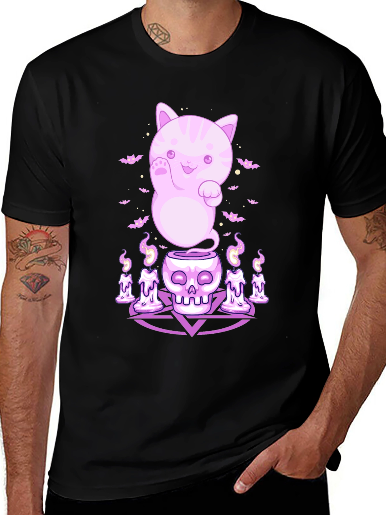 Variant 23 of Kawaii Ghost Cat Black T-Shirt