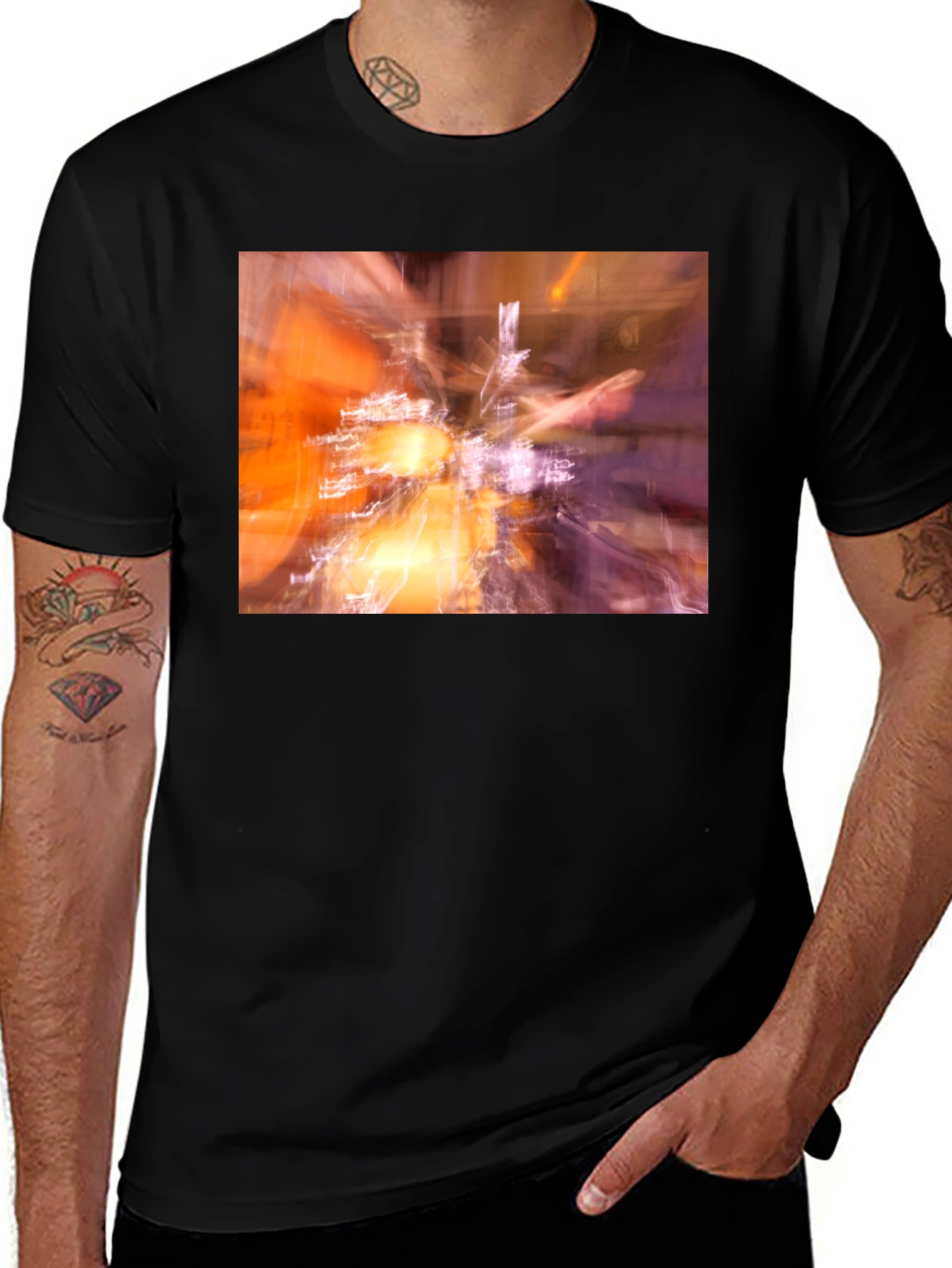 Variant 21 of Abstract Band Performance Graphic Black T-Shirt