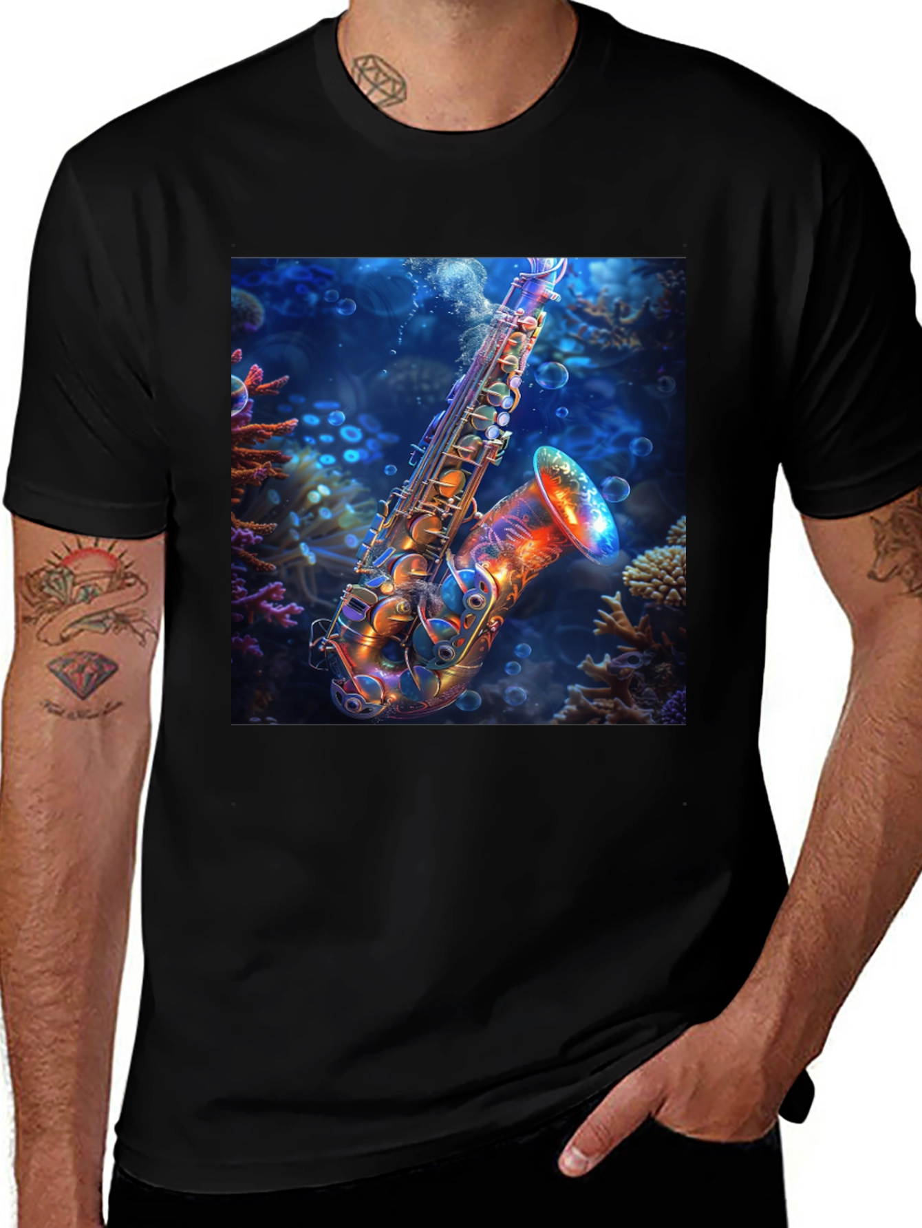 Variant 18 of Underwater Saxophone Graphic T-Shirt