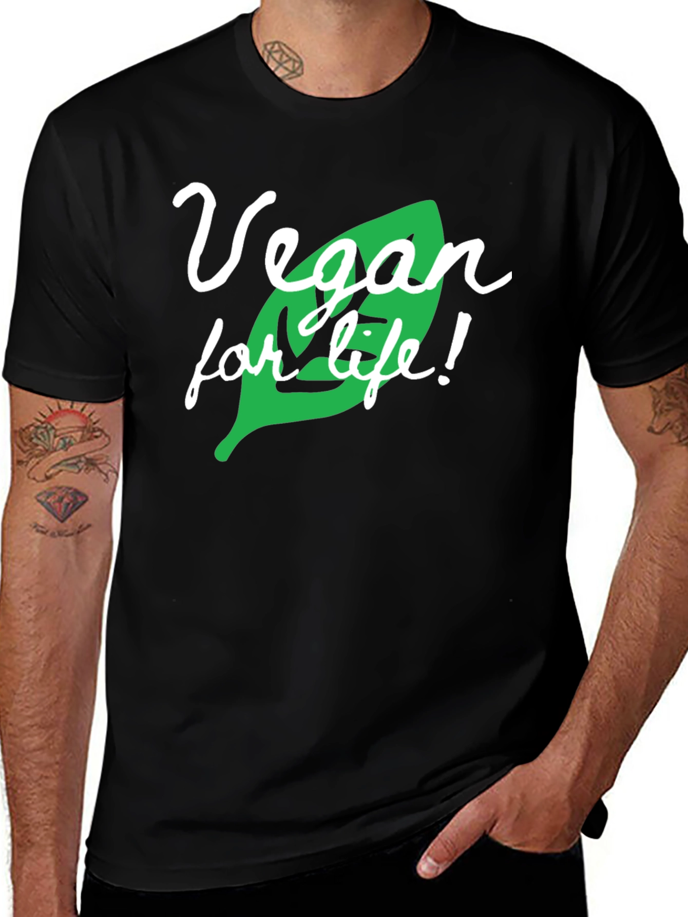 Variant 5 of Vegan for Life Graphic T-Shirt - Black