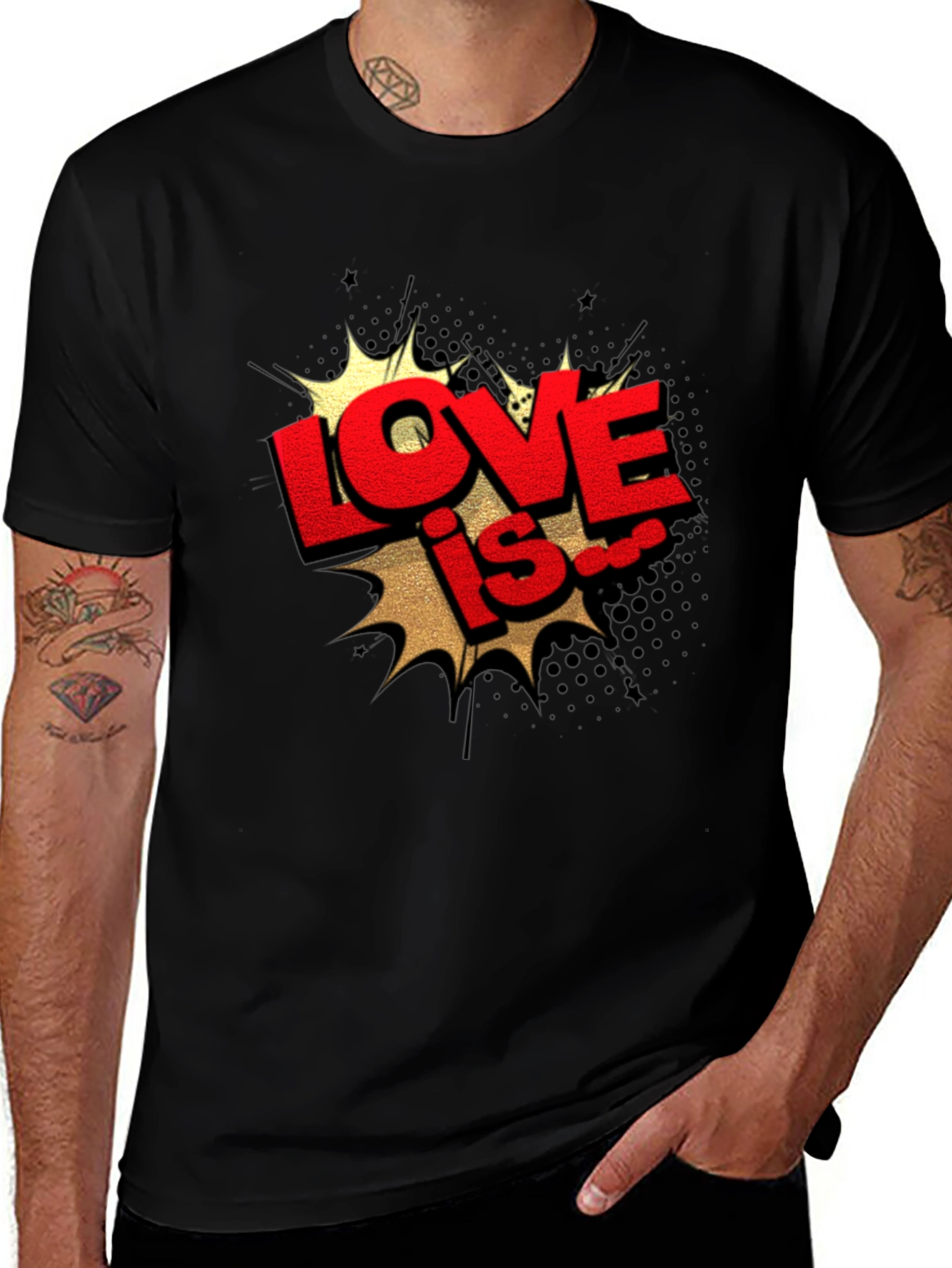 Variant 27 of Love Is... Black Graphic Tee - Pop Art Comic Style