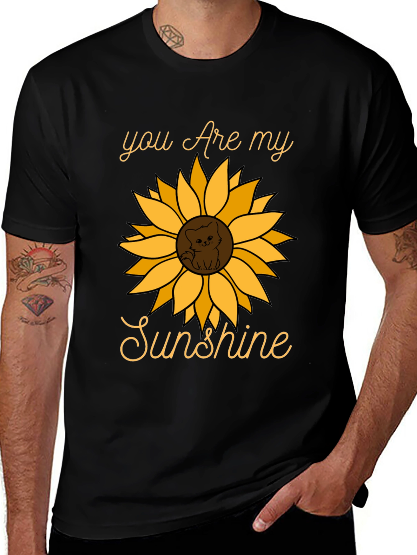 Variant 8 of You Are My Sunshine Sunflower Cat Graphic Tee