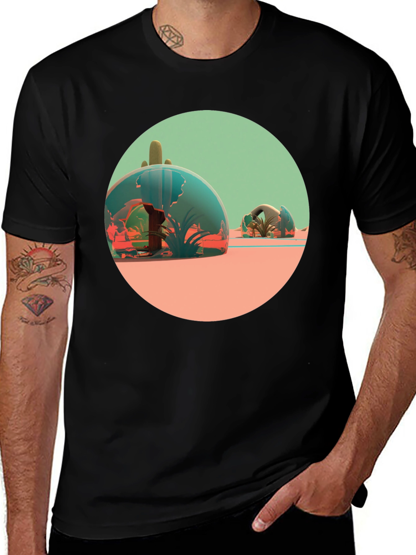 Variant 16 of Desert Terrarium Graphic Tee - Black Cotton Blend