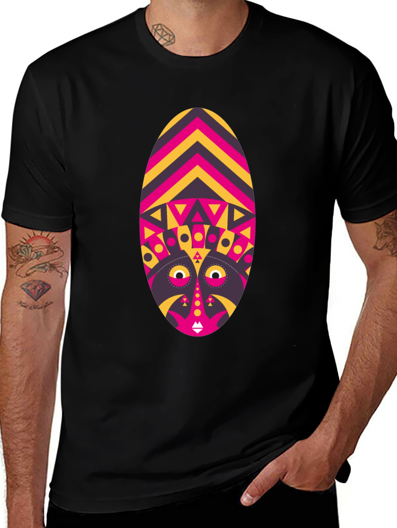 Variant 6 of Tribal Mask Graphic Tee - Unique Design
