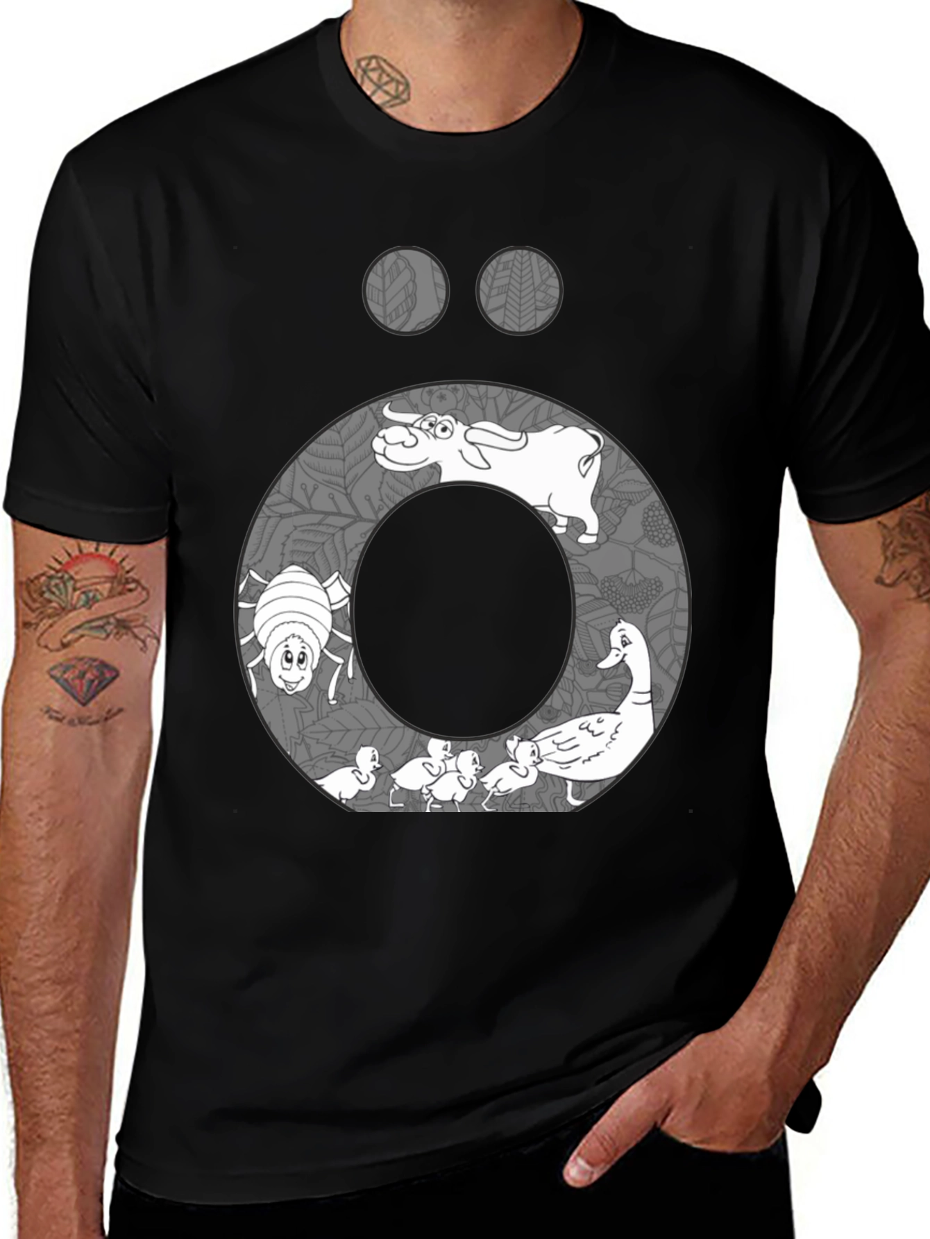 Variant 27 of Nature Inspired Graphic Tee - Black Cotton Blend