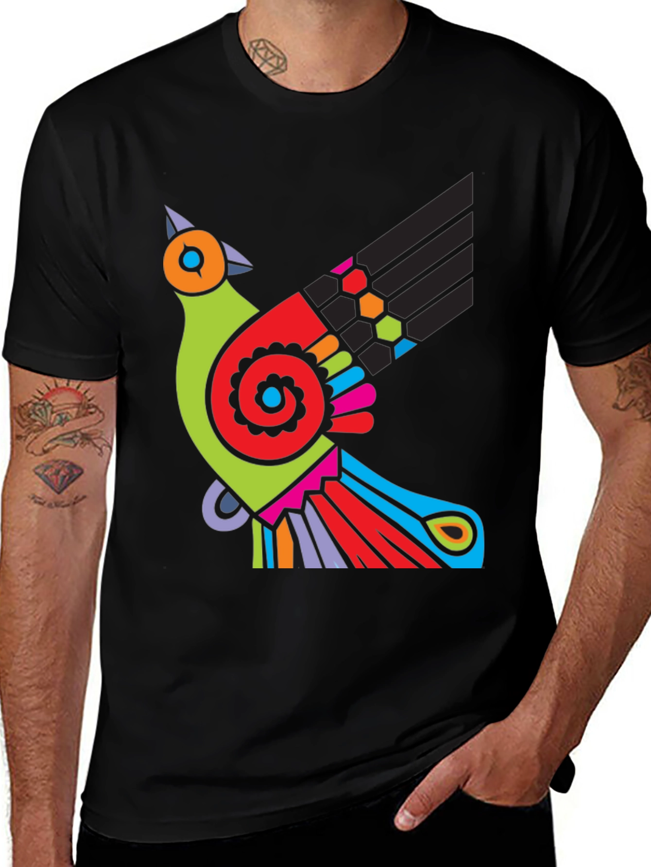Variant 14 of Colorful Bird Graphic Tee - Casual Style