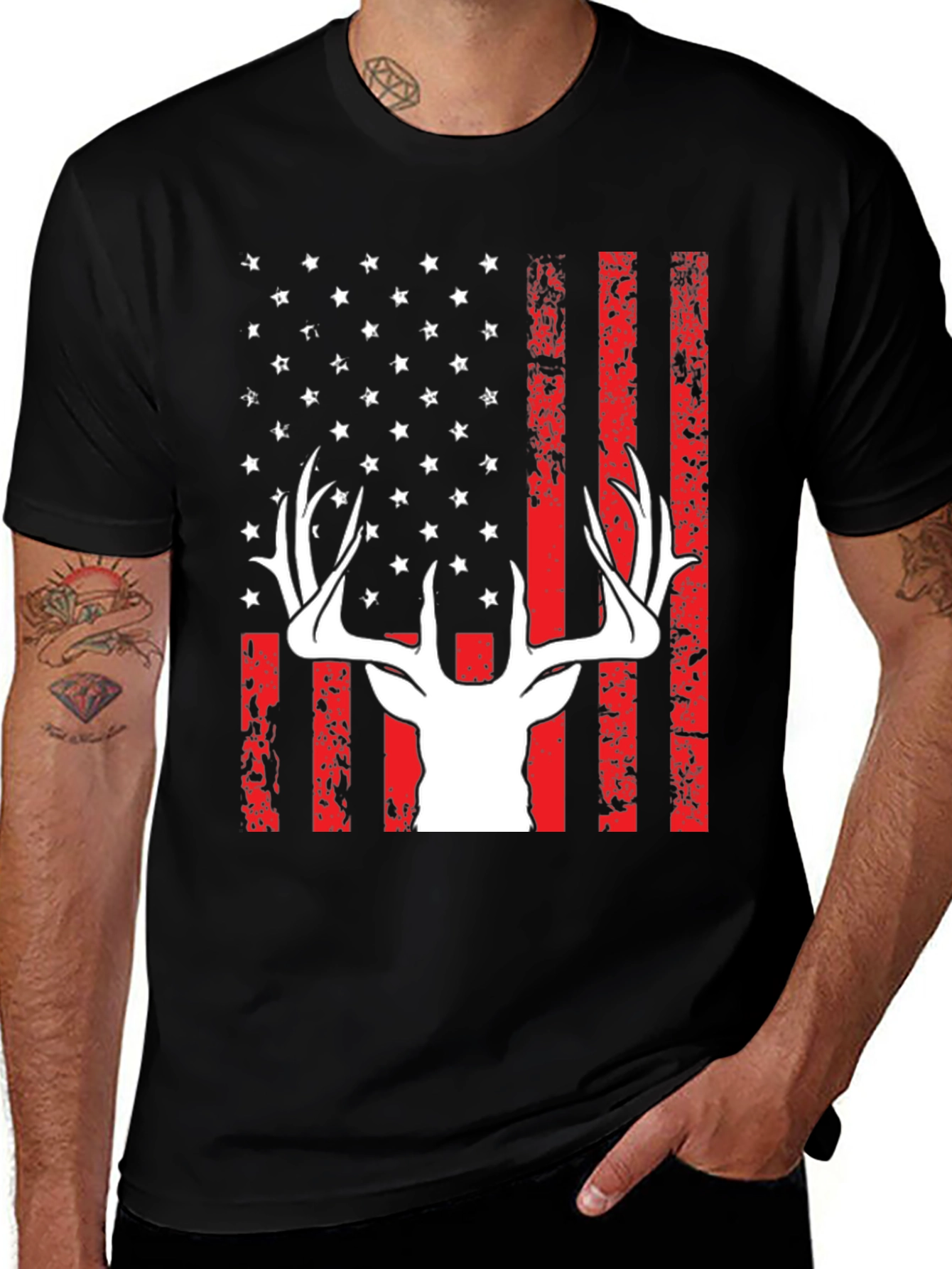 Variant 26 of Patriotic Deer Hunting Graphic Tee