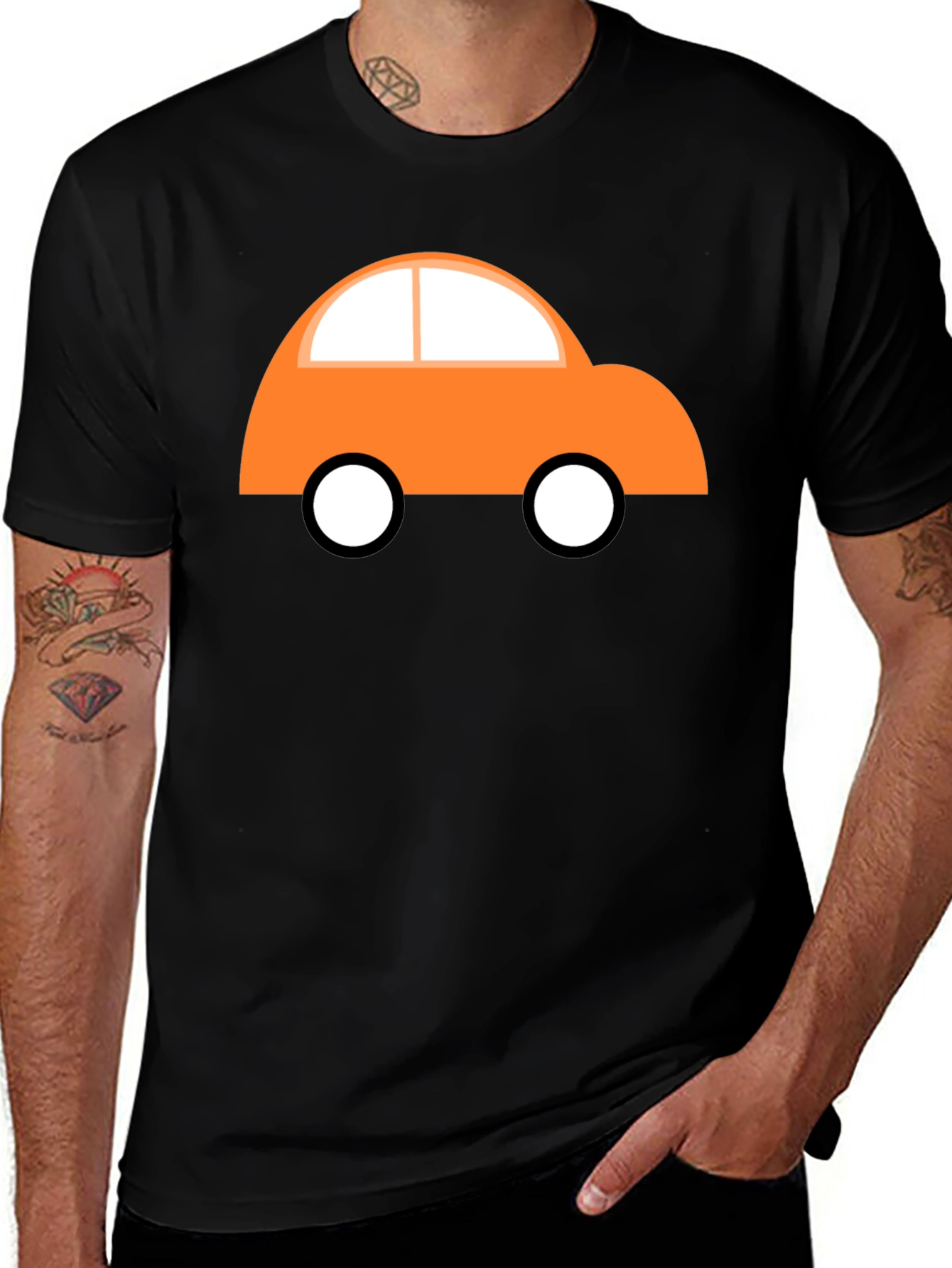 Variant 27 of Cartoon Car Graphic Tee - Black Cotton T-Shirt