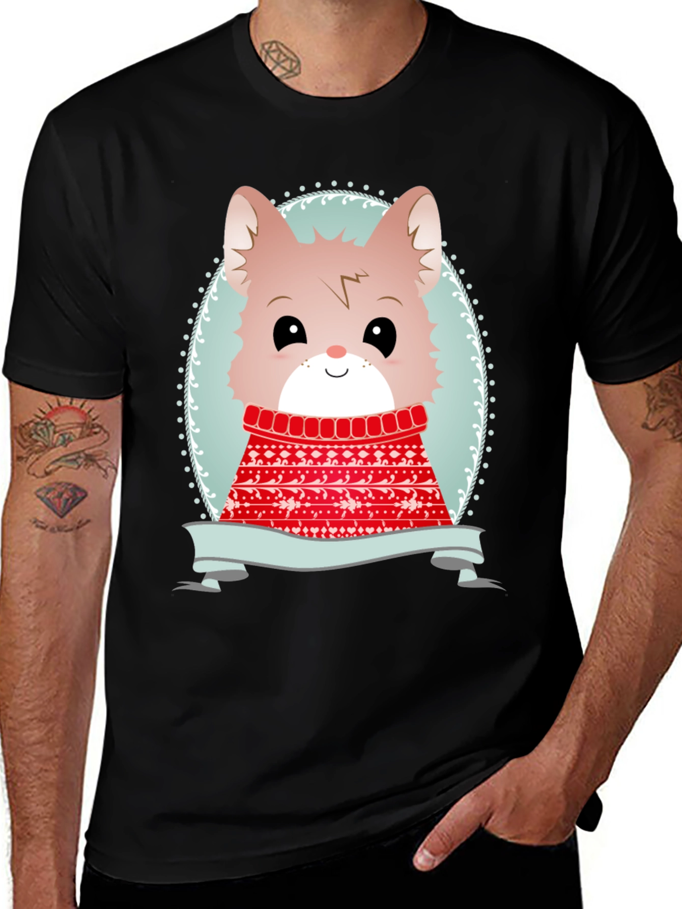 Cute Cartoon Animal Sweater Christmas Tee