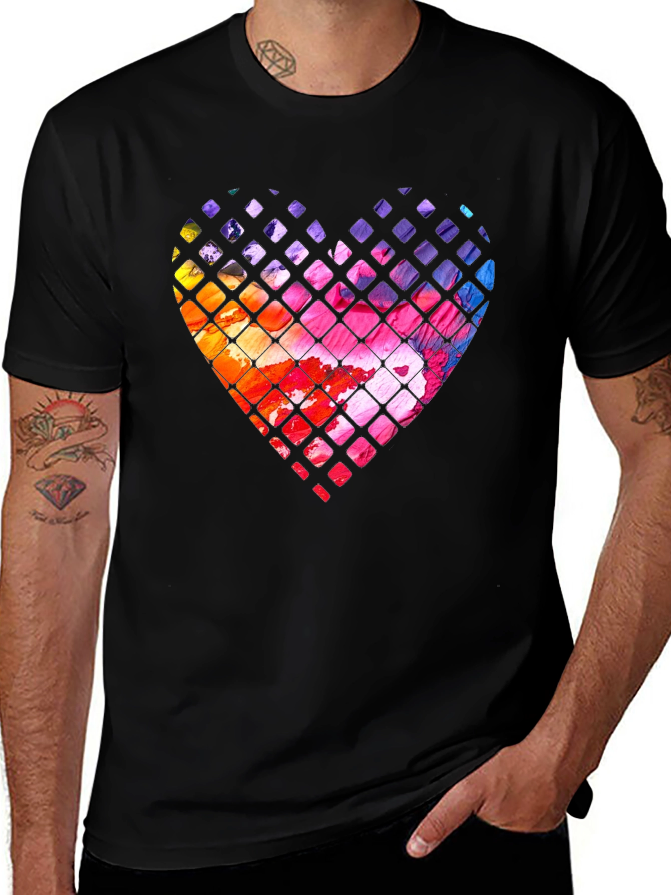 Variant 20 of Vibrant Watercolor Heart Graphic Tee - Modern Art Style