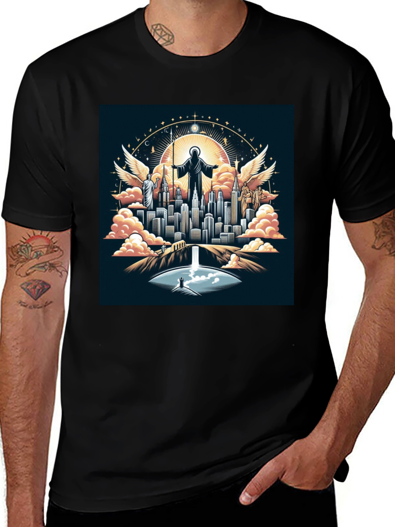 Variant 17 of Angelic City Graphic T-Shirt - Black