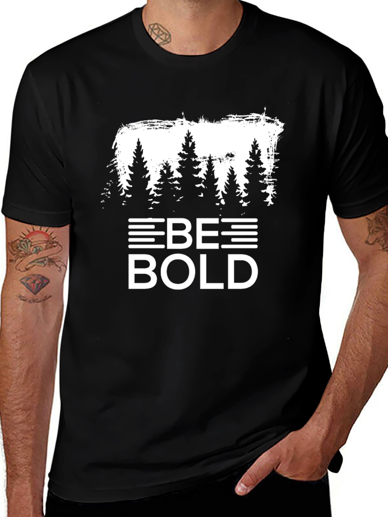 Variant 14 of Be Bold Tree Graphic Black T-Shirt