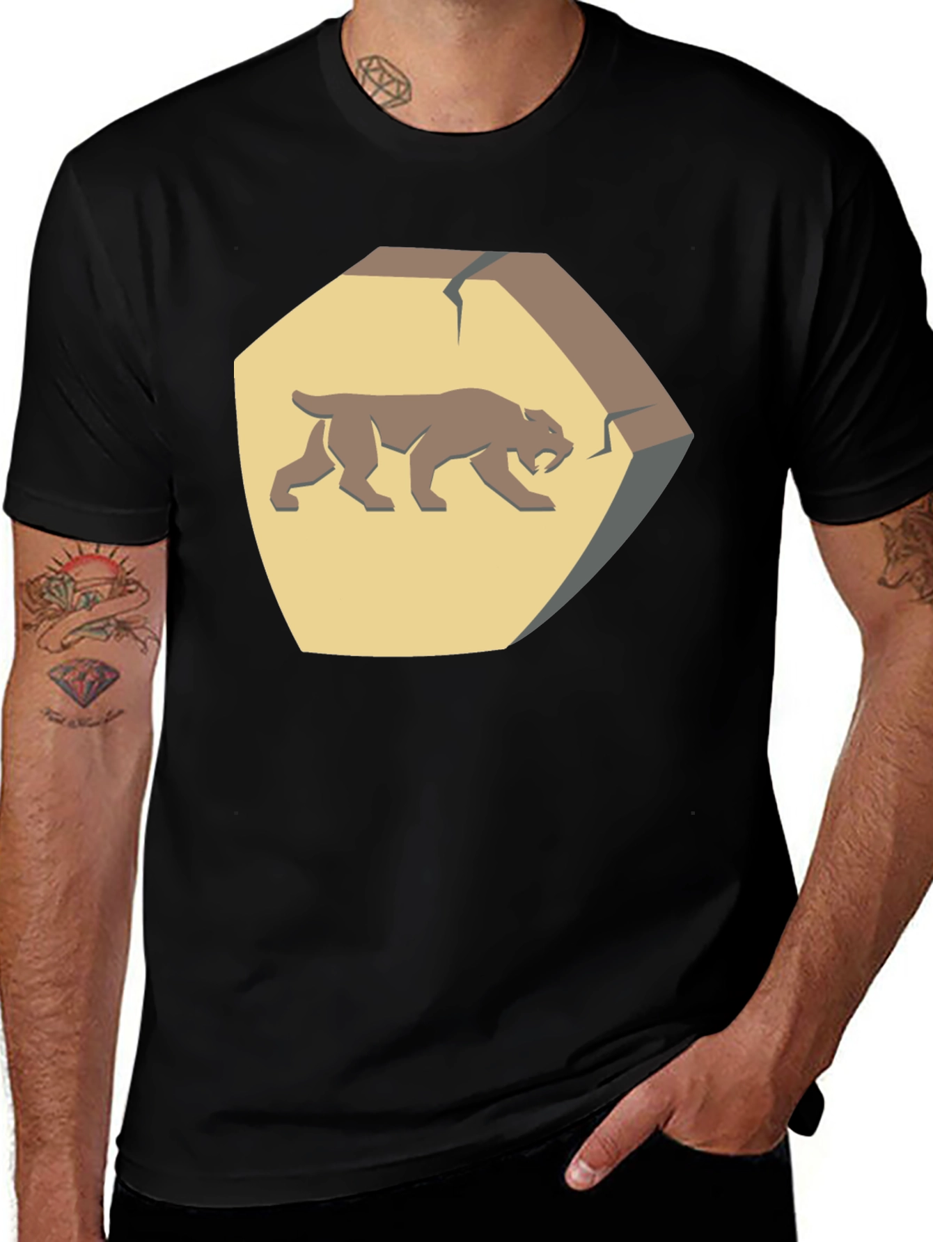Variant 20 of Saber-Toothed Cat Fossil T-Shirt - Prehistoric Style