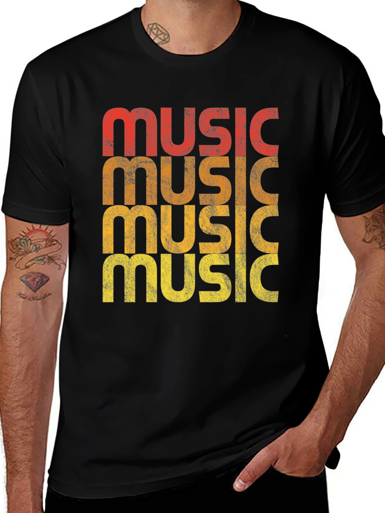 Black Retro Music Graphic T-Shirt main image