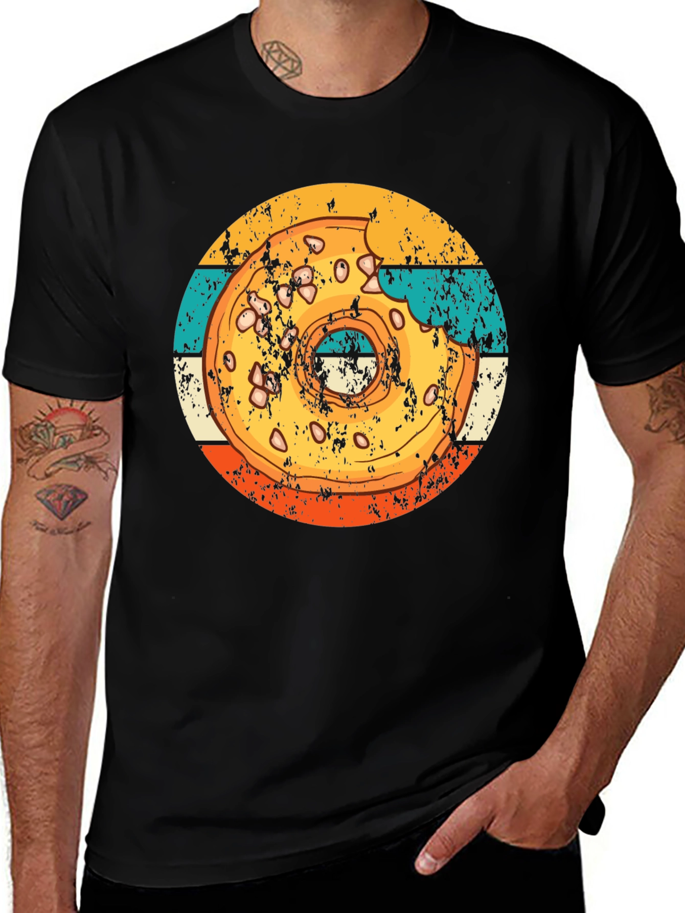 Variant 12 of Retro Donut Graphic T-Shirt - Bite Taken!