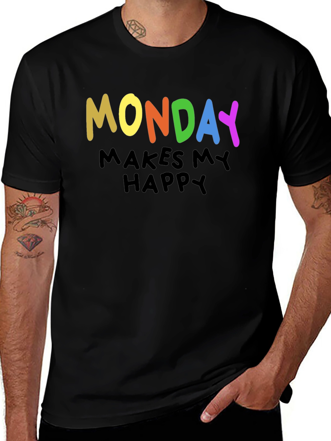 Variant 20 of Monday Makes Me Happy Graphic Tee - Black