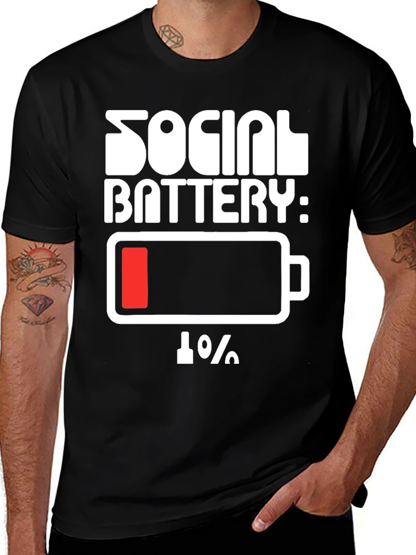 Variant 8 of Social Battery 1% Humor Tee