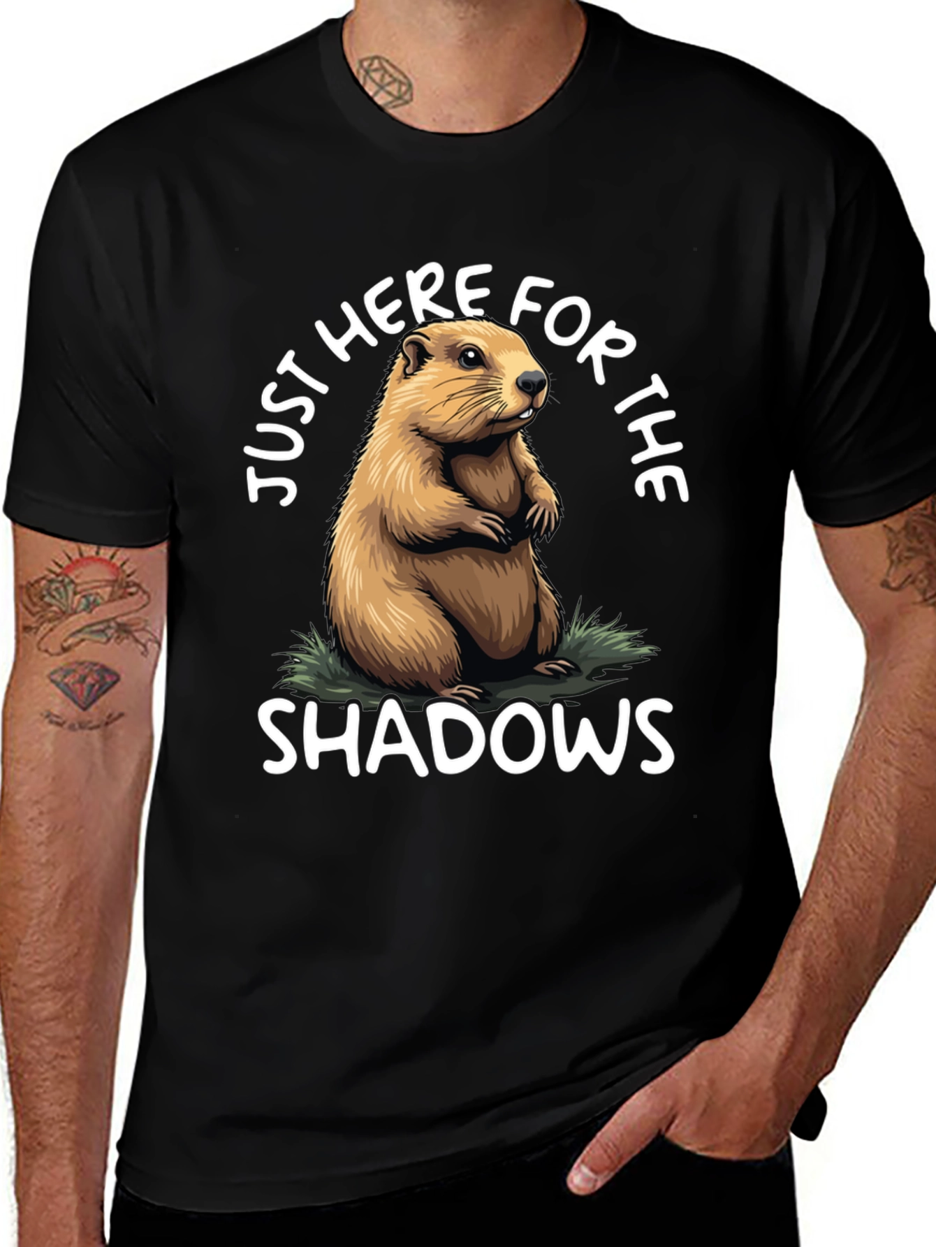 Groundhog Day T-Shirt: Just Here for Shadows!