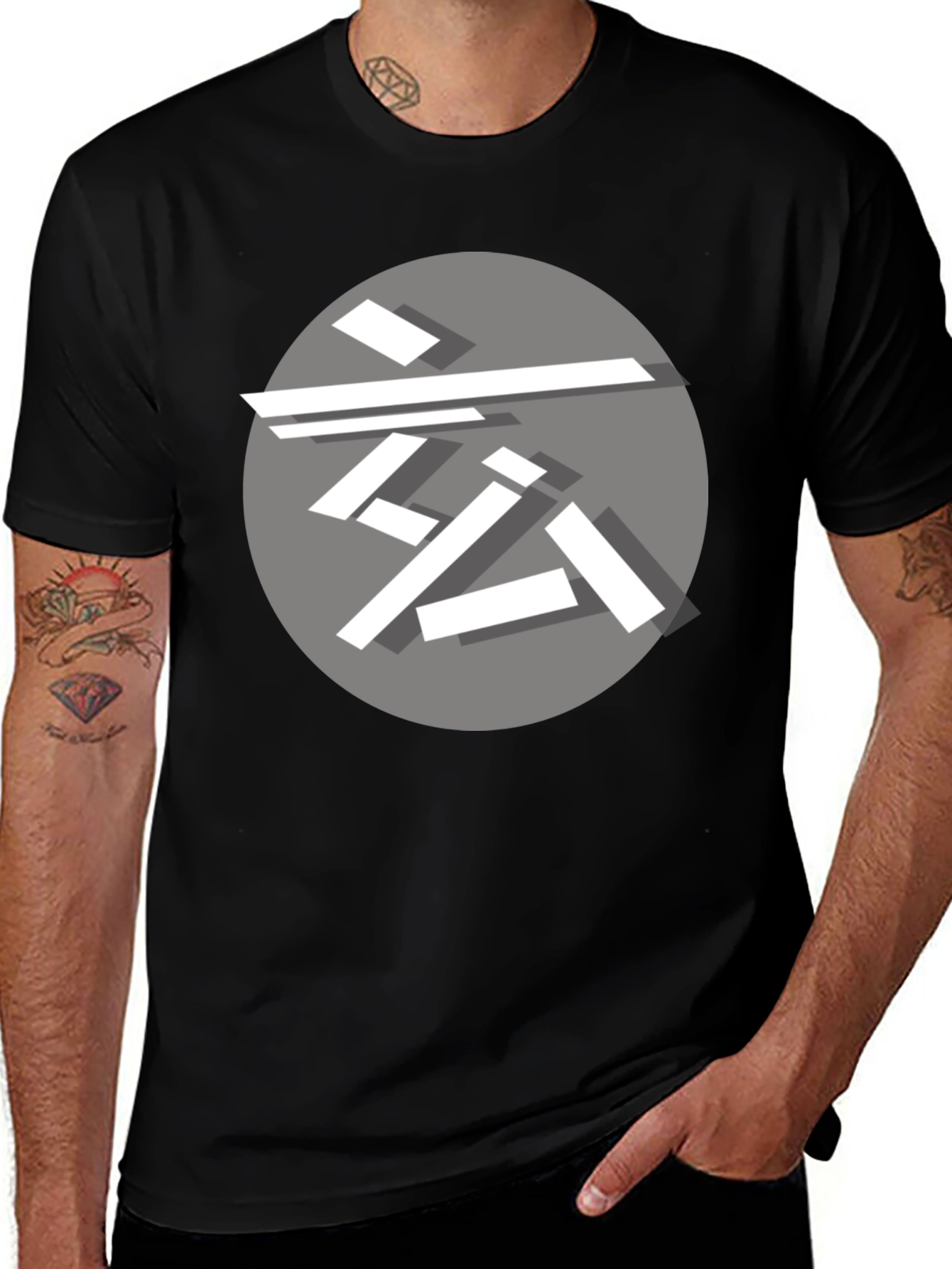Variant 17 of Abstract Graphic Print Black T-Shirt