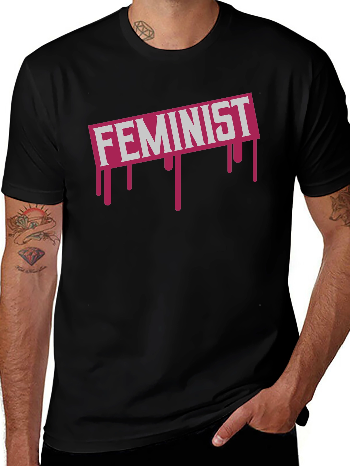 Variant 14 of Feminist Drip Graphic Tee - Black Cotton T-Shirt