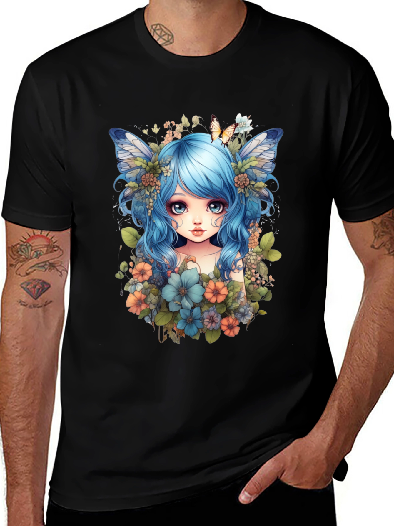 Fairy Maiden Graphic Black T-Shirt