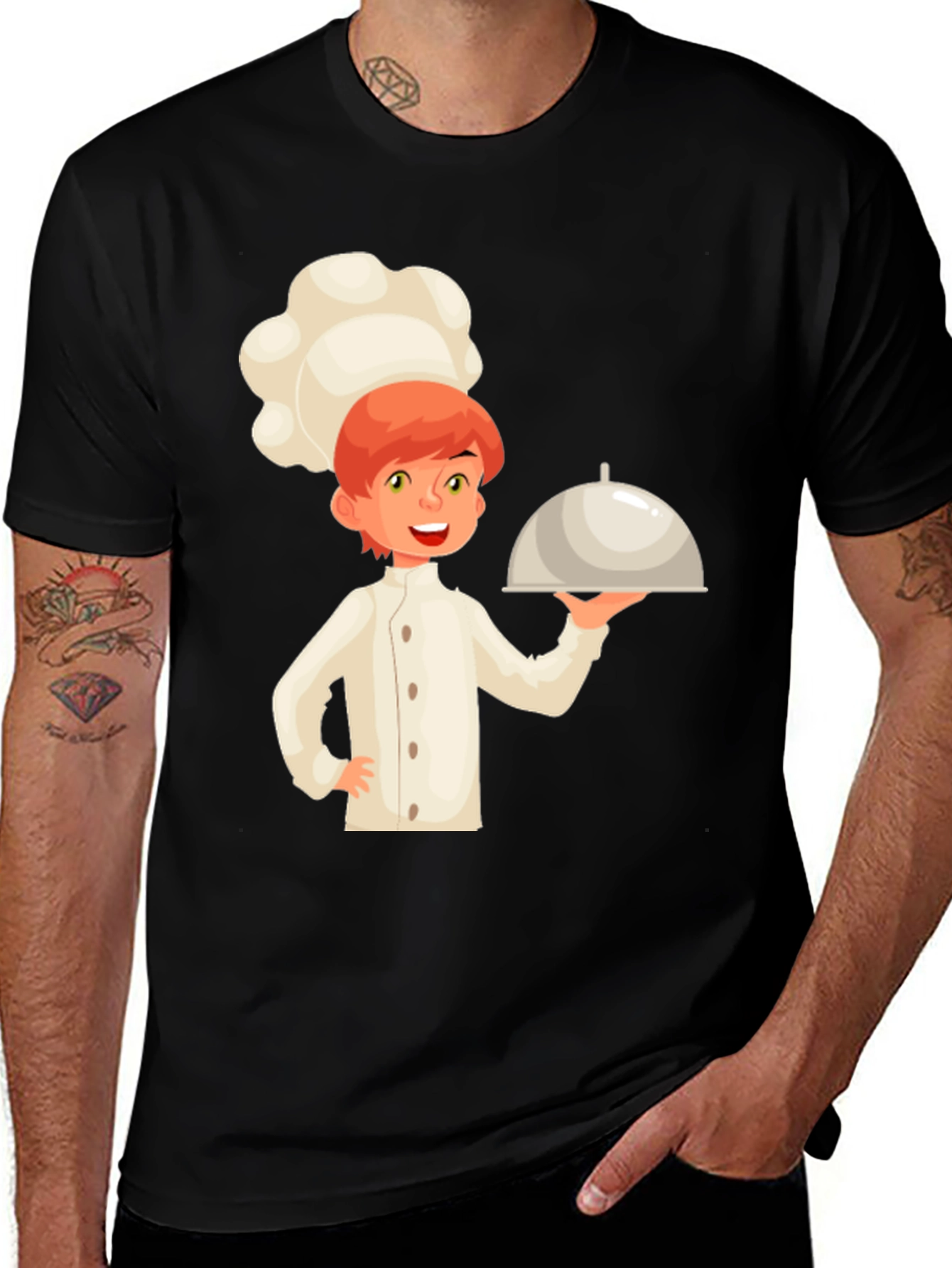 Variant 11 of Chef Cartoon Graphic Tee - Black Cotton Casual T-Shirt