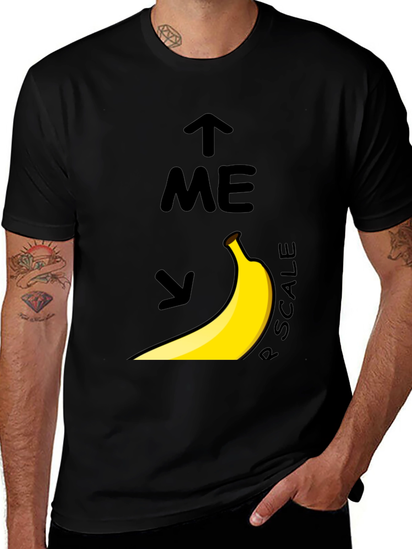 Variant 8 of Humorous Banana Scale Black T-Shirt