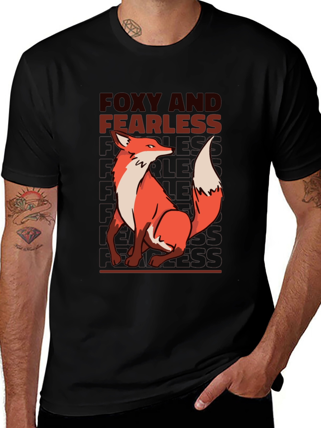 Variant 19 of Foxy and Fearless Graphic Tee - Stylish Animal Print Shirt