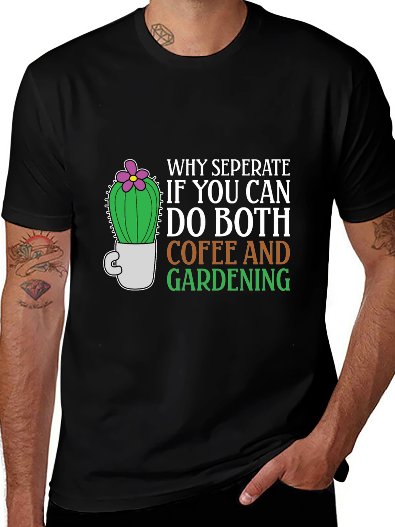Variant 26 of Coffee & Gardening Cactus T-Shirt