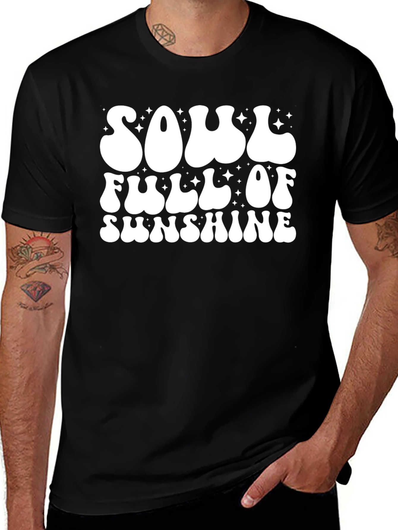 Variant 6 of Soul Full of Sunshine Graphic Tee - Black Cotton Shirt