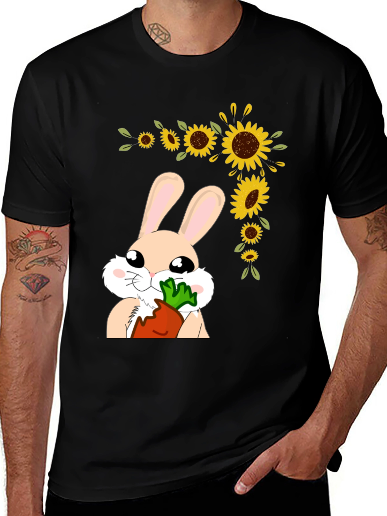 Variant 15 of Bunny Sunflower Graphic Tee - Adorable Easter Shirt