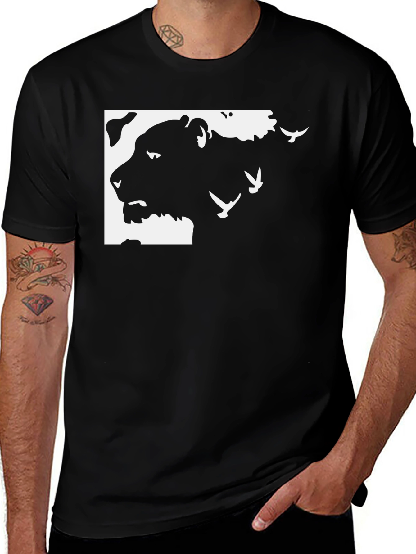 Variant 29 of Lion Silhouette T-Shirt - Unisex Black Graphic Tee