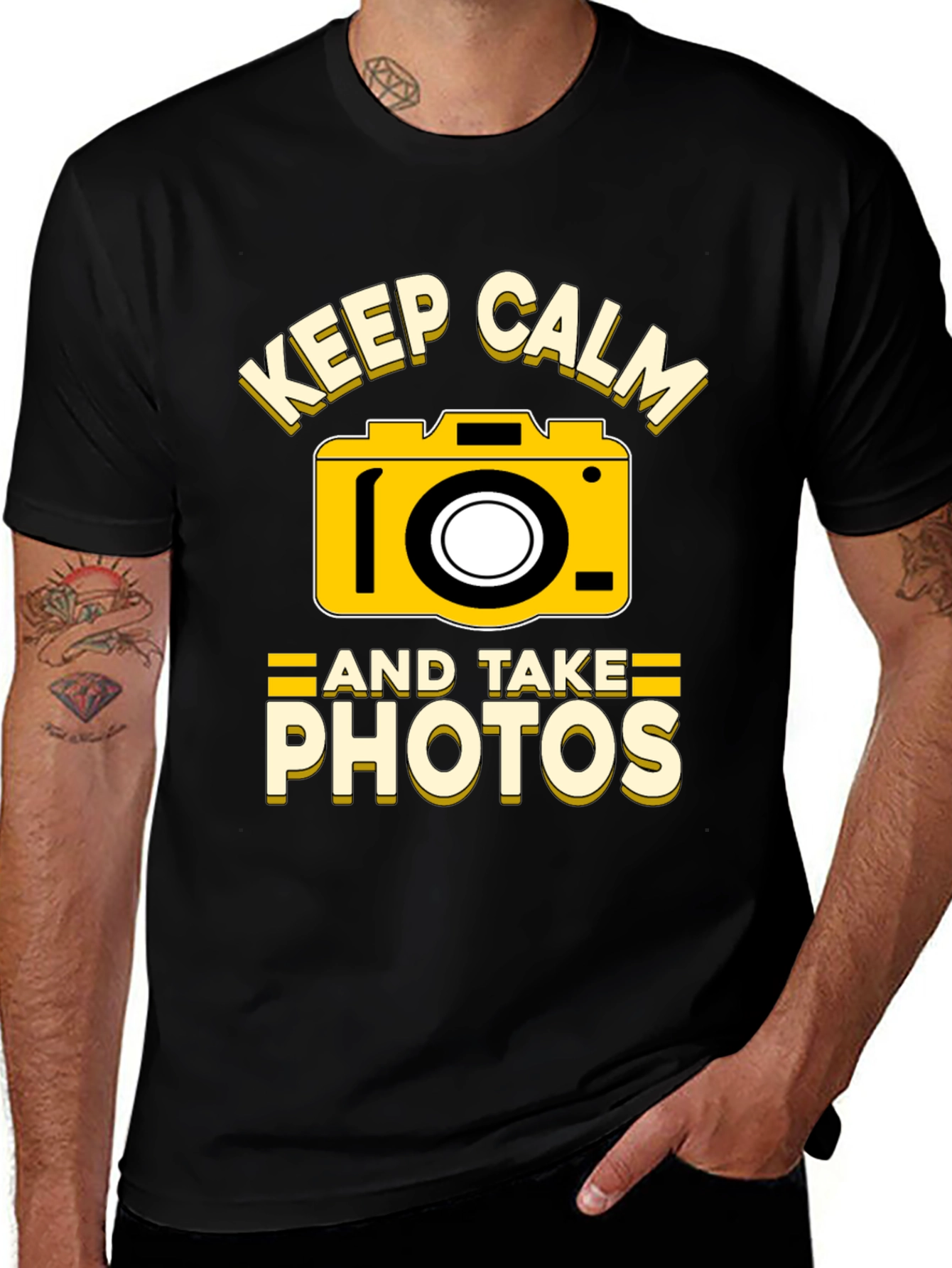 Variant 23 of Keep Calm and Take Photos Graphic Tee - Black