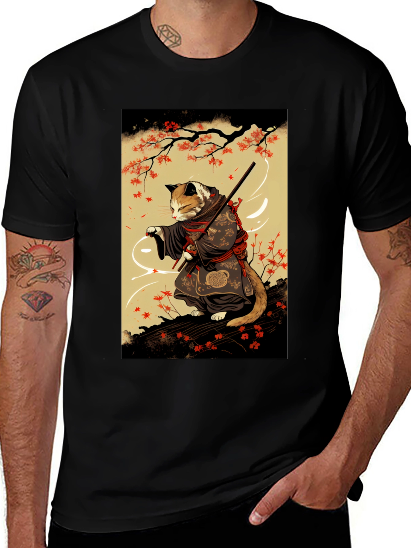 Variant 21 of Samurai Cat T-Shirt - Unique Graphic Tee