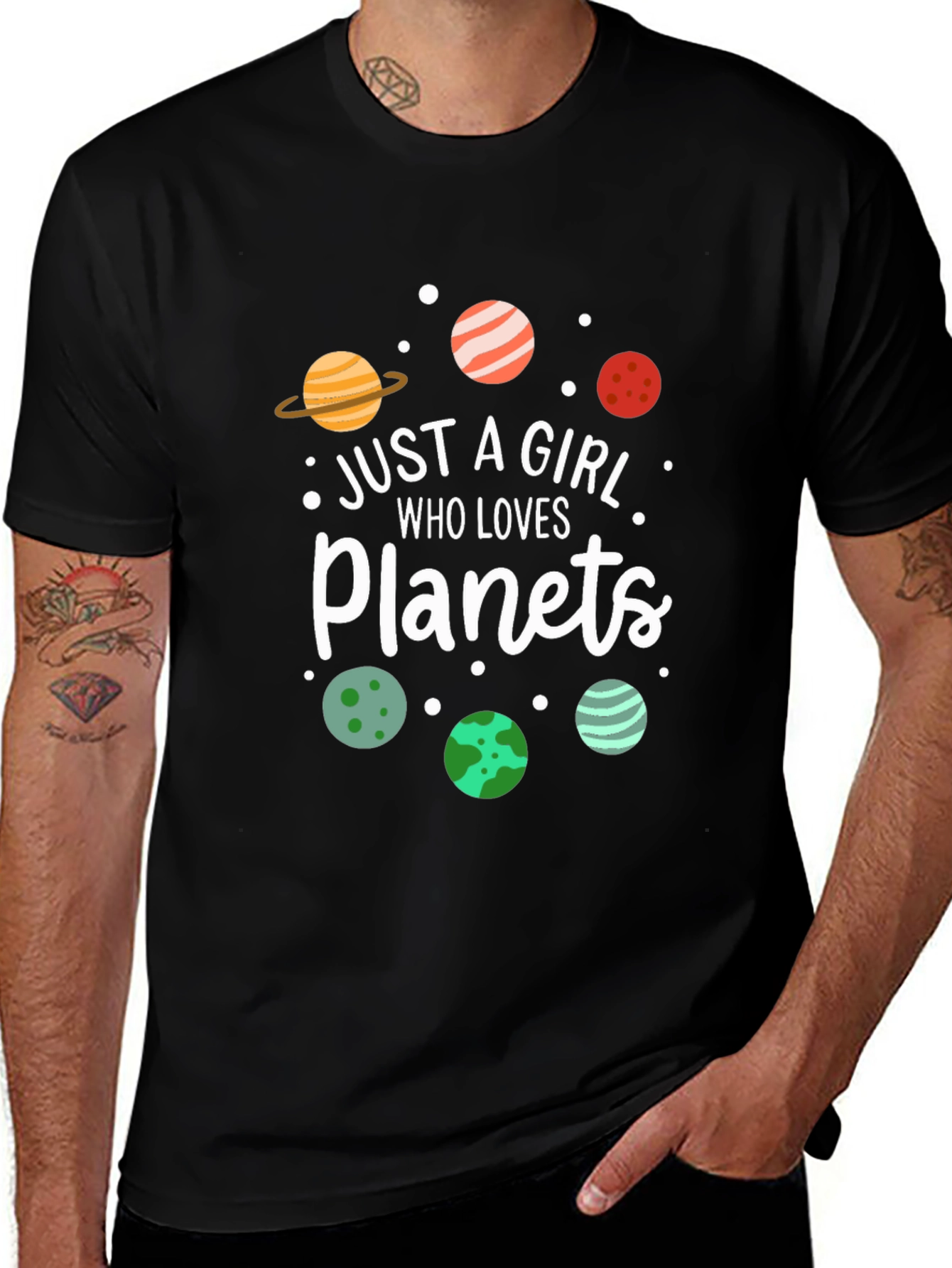 Variant 9 of Just A Girl Who Loves Planets Graphic Tee