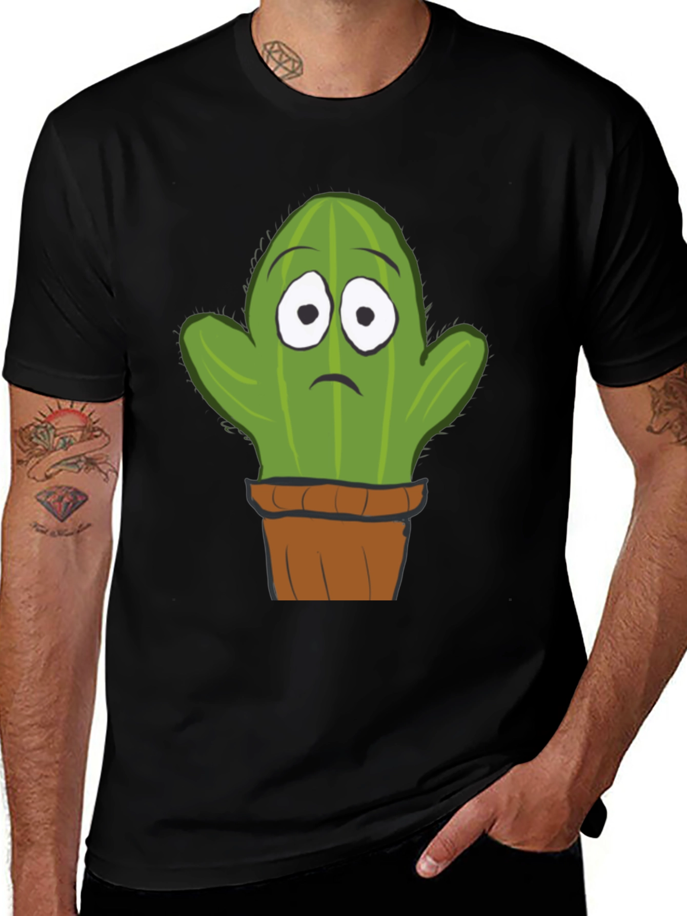 Variant 4 of Sad Cactus Potted Plant Graphic T-Shirt