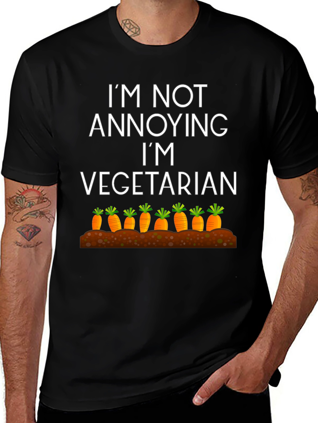 Variant 5 of Vegetarian T-Shirt - Humorous Carrot Design